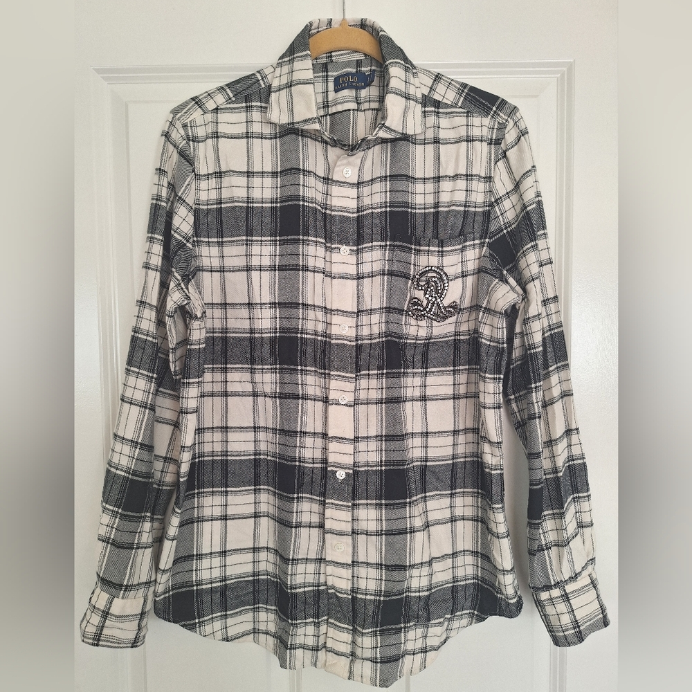 Ralph Lauren Black and White Plaid Womens‎  Shirt Size L/G